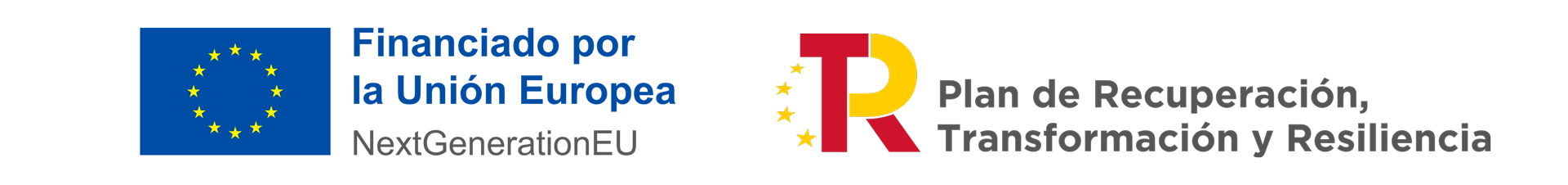 Logotipo Unión Europea - NextGenerationEU + Logo del Plan de Recuperación, Transformación y Resiliencia