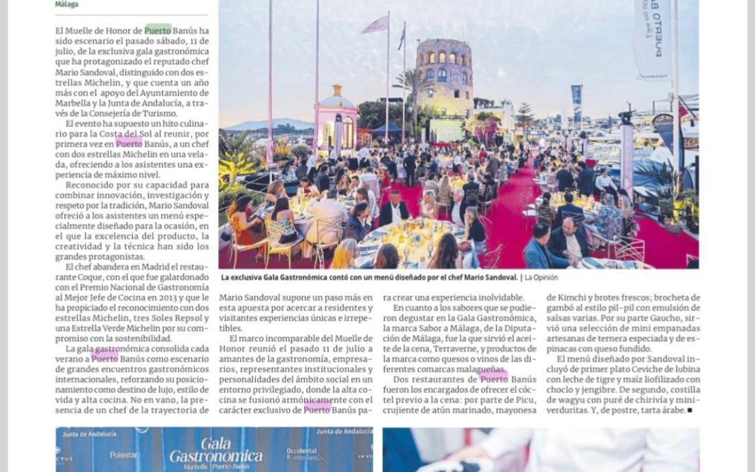 La Opinión de Málaga Highlights the Puerto Banús Gastronomic Gala